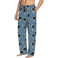 thumbnail image 2 of Uemuo Astronaut Pattern Men's Wide Leg Palazzo Lounge Pants with Pockets Light Weight Loose Comfy Casual Pajama Pants-, 2 of 9