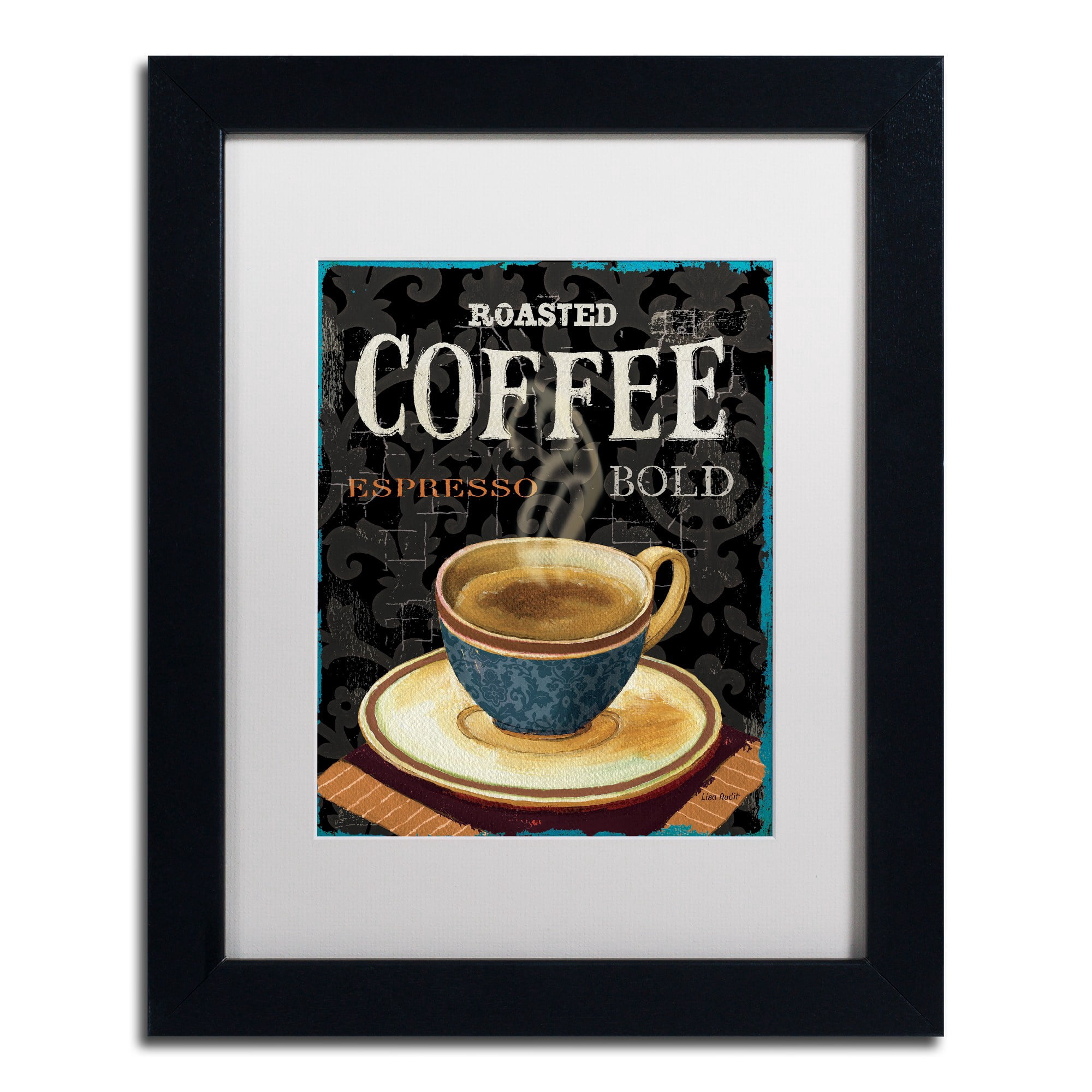 Trademark Fine Art "Today's Coffee IV" Canvas Art by Lisa Audit, White Matte, Black Frame