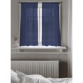 thumbnail image 5 of Pure Dark Blue Sheer Kitchen Tier Curtains 45 Inch length, Rod Pocket Half Curtains & Drapes, Simple Solid Color Light Filtering Chiffon Cafe Bathroom Window Treatments 2 Panels 27.5"W x 45"L, 5 of 7