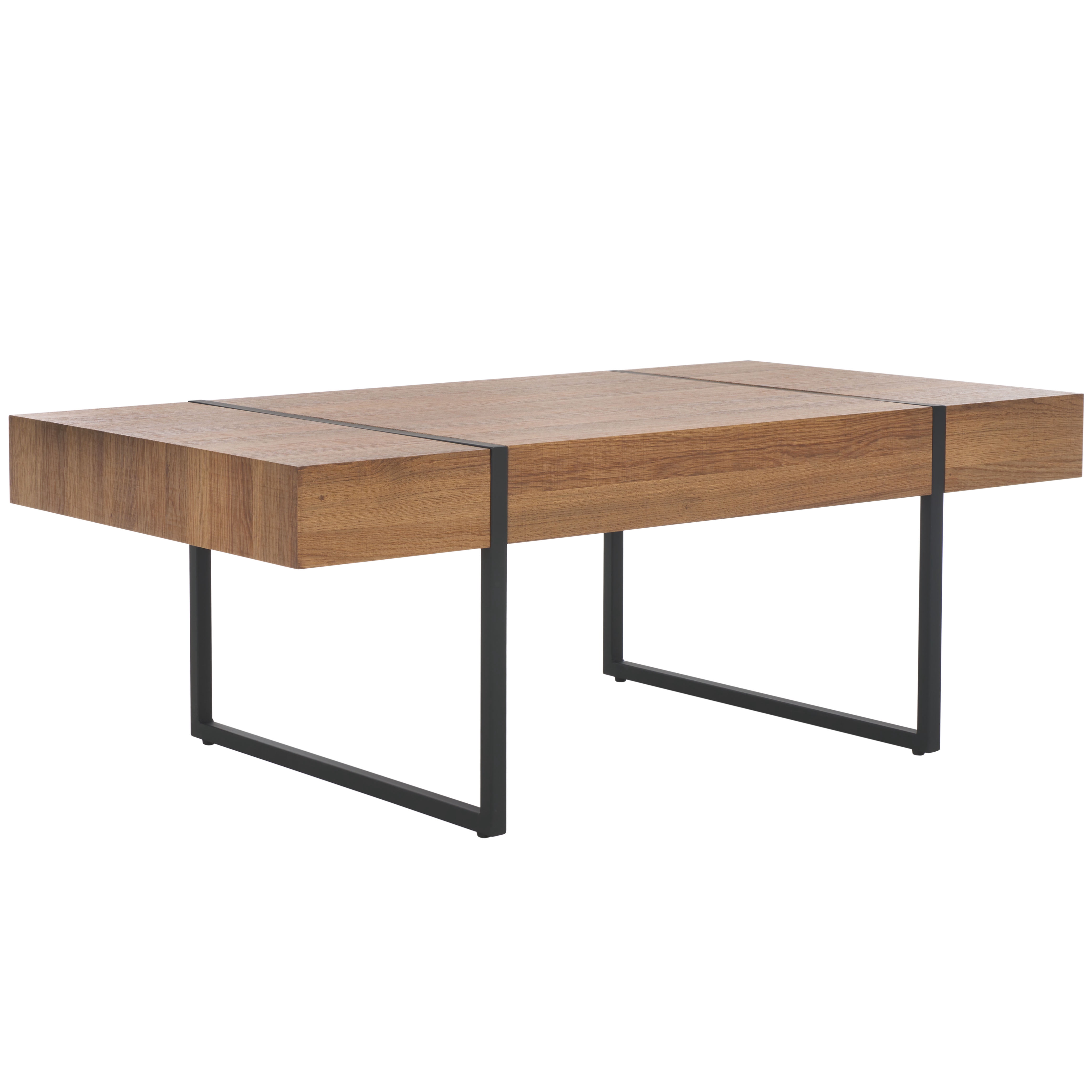 SAFAVIEH Tristan Contemporary Wood Coffee Table, Natural Brown Top/Black