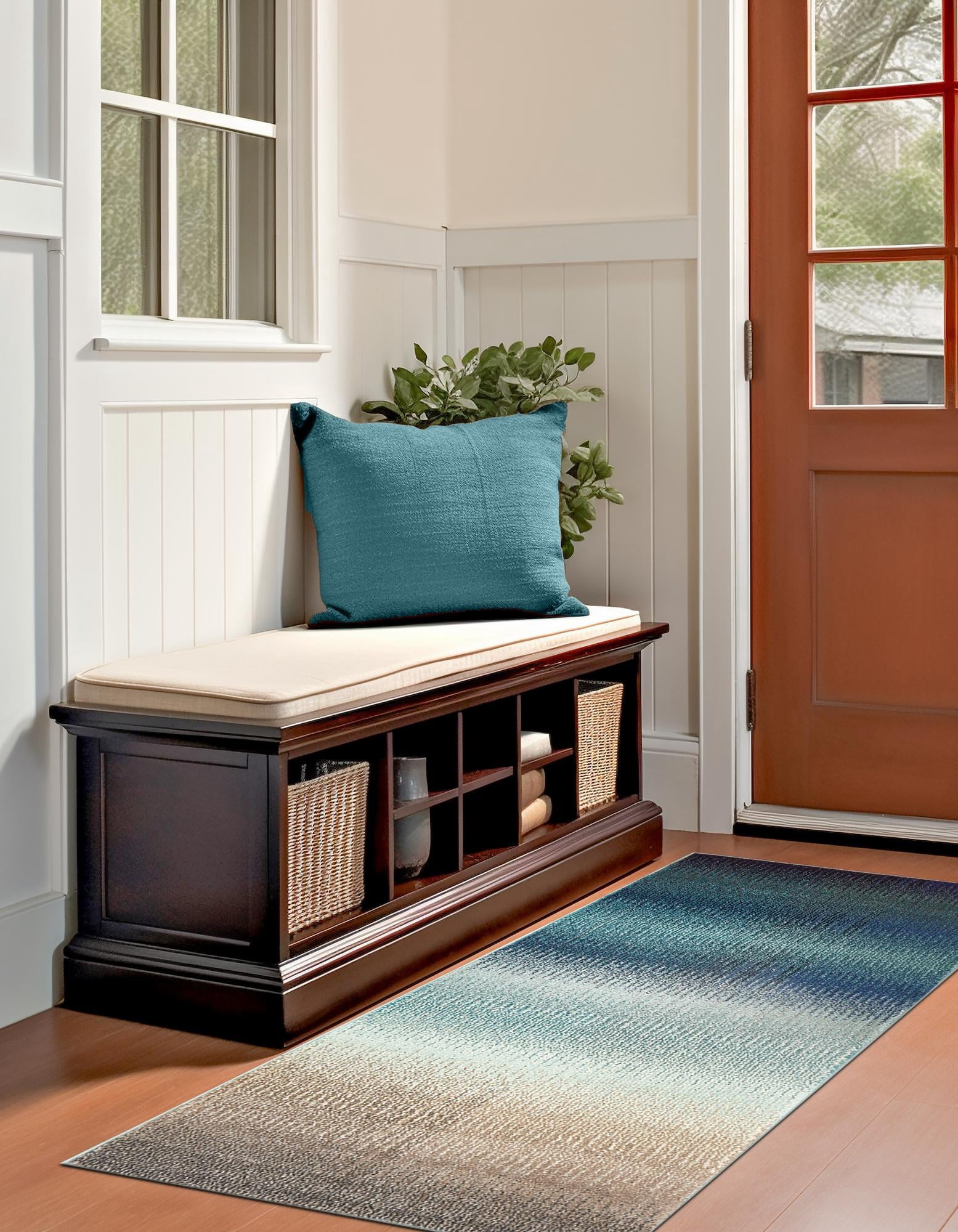 Unique Loom Estrella Collection Area Rug - Azura (2' 7" x 10' Runner Blue/Ivory)