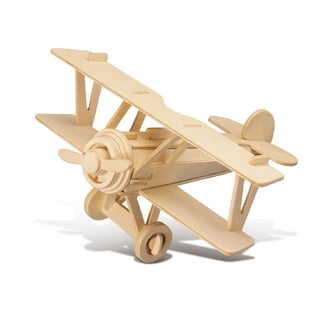 Wooden.City Biplane Wooden 3D Puzzles for Adults - Aircraft Wood Model for Painting - 3D Wooden Puzzles Plane - 63 Parts Wooden Models for Adults to B