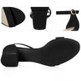 thumbnail image 4 of BLISSFUL STEP Women's Ankle Strap Open Toe Block Heels Sandals Black (Size 9), 4 of 6