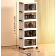 thumbnail image 2 of 45"H Stackable Storage Cabinet with Doors & Wheels, Adjustable 5 Tier Plastic Organizer Bin for Home, Office, Garage Storage, White, 2 of 7