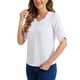 thumbnail image 4 of Blusa de trabajo de manga corta plisada cuadrada para mujer INSPIRE CHIC XL blanca, 4 of 6