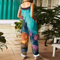 thumbnail image 4 of Halloween Jumpsuits for Women Linen Oversized Sleeveless Dressy Floral Print Adjustable Strap Rompers, 4 of 6