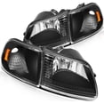 thumbnail image 2 of CCIYU Headlights Assembly 3L3Z13008DA Black Housing Amber Reflector Clear Lens Headlamps For Ford Expedition 97-02 For Ford For F-150 97-03 For Ford For F-150 Heritage 2004 For Ford For F-250 97-99, 2 of 5