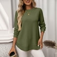 thumbnail image 2 of vigerkar Womens Tops Crewneck Long Sleeve Waffle Knit Solid Color Shirts Loose Casual Tunic Tops (AG, M), 2 of 7