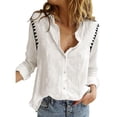 thumbnail image 4 of Womens 3/4 Sleeve Tops Helii Casual Floral Printed Button Down Shirts Loose Fit Breathable Work Shirt Summer Outfits for Travel Vacation Trendy 2026 New (White 3XL), 4 of 4