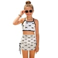 thumbnail image 6 of BOBOGOJP Girl's Floral Swimsuit Cute V Neck Bikini Set High Waisted Bathing Suit Sheer Mesh Cover Up Skirt White for Size 5-6 Years, 6 of 8