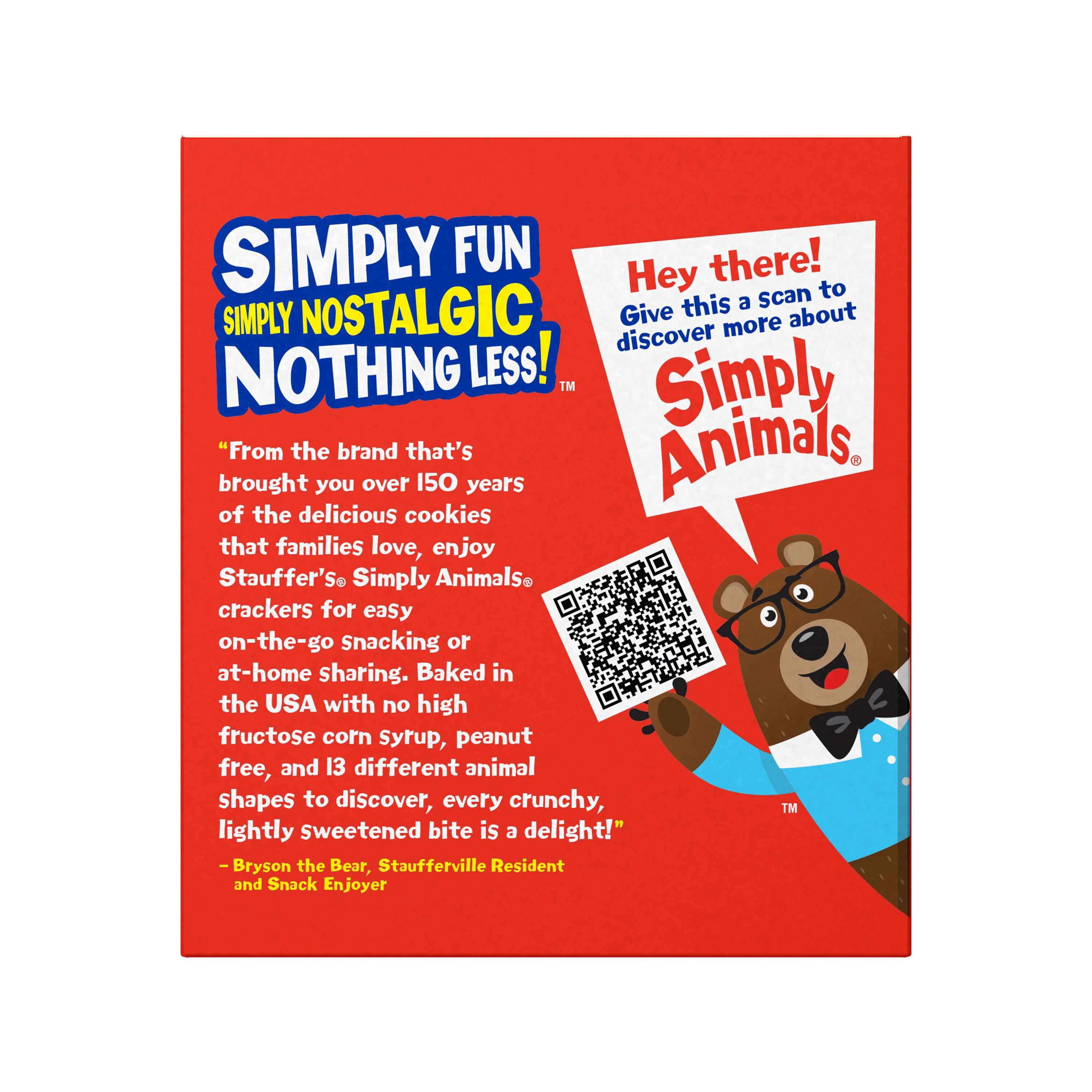 (6 pack) Stauffer's Simply Animals Original Animal Crackers, Kid Snacks, 12-1oz School Snack Packs