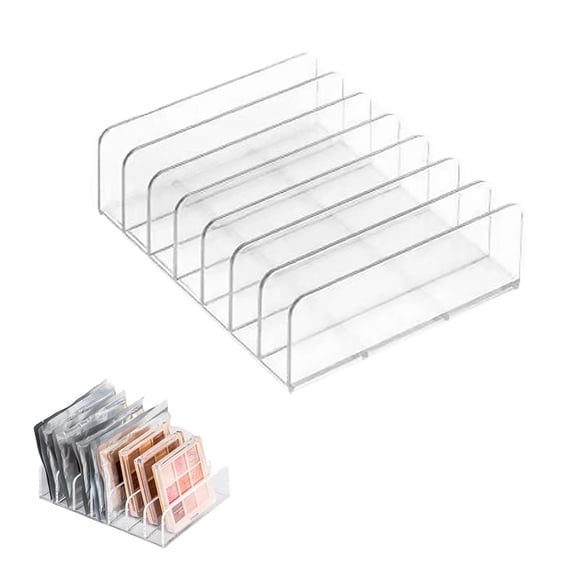 7-Slot Acrylic Makeup Palette Organizer, Clear Eyeshadow Holder for Vanity Drawer Countertop, Cosmetic Storage