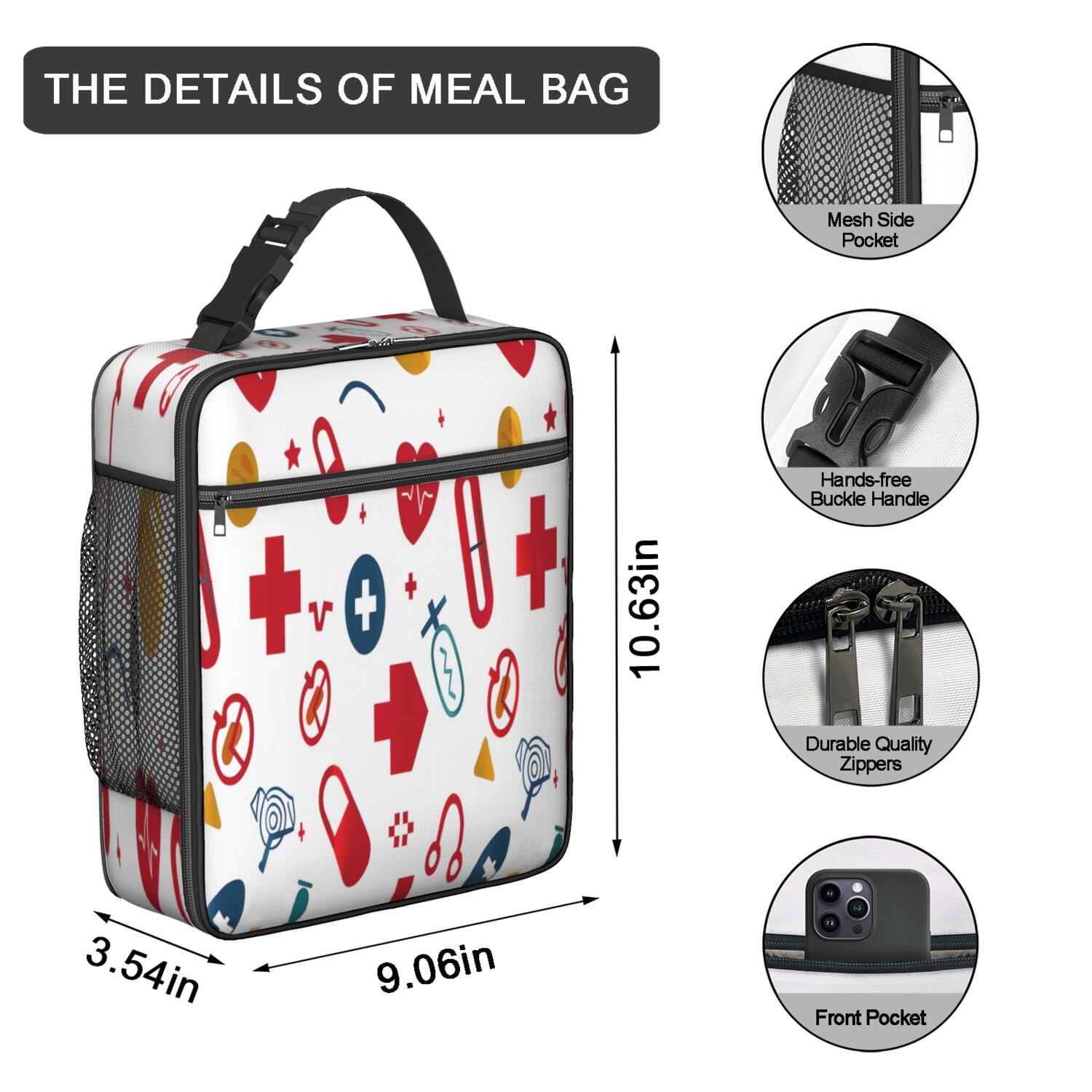 Funny Nurse Gift Lunch Bag – “Nurse Life” Themed Insulated Bento Tote with Cute Medical Design, Waterproof Reusable Cooler for Work, Travel, or Nursing School Essentials