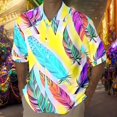 thumbnail image 2 of Wyzesi Chemise en Lin Homme Manches Courtes Chemise Mardi Manches Courtes Numéros Imprimé 3D Bouton Col Rabattu Chemise Habillée Inserts Col Plastique, 2 of 4