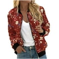 thumbnail image 2 of Homenesgenics Jackets for Women under $10.00 Women's New Trendy 2026 Fashion Printed Pocket Zippered Coat Winter Casual and Loose Top Red XL Black* Friday, 2 of 6
