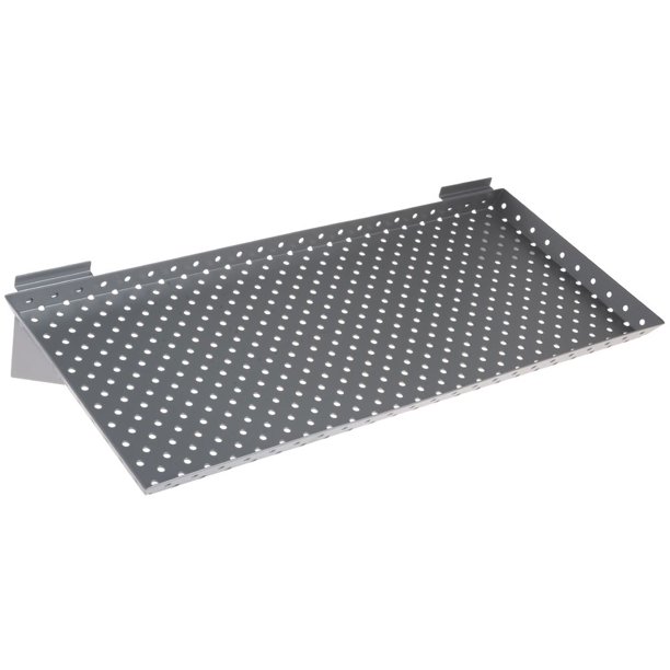 Silver Perforated Slatwall Shelves, 24"W