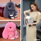 thumbnail image 2 of LLavero de conejo de peluche para mujer, pompón de piel, Ángel, conejo, liebre, muñeco de peluche, bolsa de juguete para niñas, colgante de llave de coche, 14cm, 2 of 5