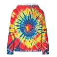 thumbnail image 5 of thefmos Women's Hooded Drawstring Tie Dye Sweatshirt with Kangaroo Pocket Casual Long Sleeve Pullover Fashion Fall Winter Outfit, Red 2XL, 5 of 7