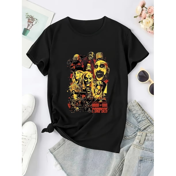 Horror Movie Letter Pattern Celucasn Personalized Flat Print Men's T-Shirt Comfortable Pure Cotton Summer Cool Casual Sport First Choice