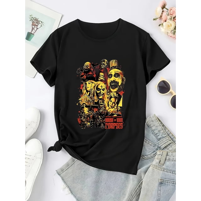 Camiseta de hombre con estampado de letras de película de terror, personalizada, de Celucasn, cómoda, de algodón puro, informal, deportiva, de verano, de primera opción
