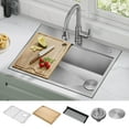 thumbnail image 2 of KRAUS Kore 28” Drop In / Top Mount Workstation 16 Gauge Single Bowl Stainless Steel Kitchen Sink with Accessories, 2 of 7