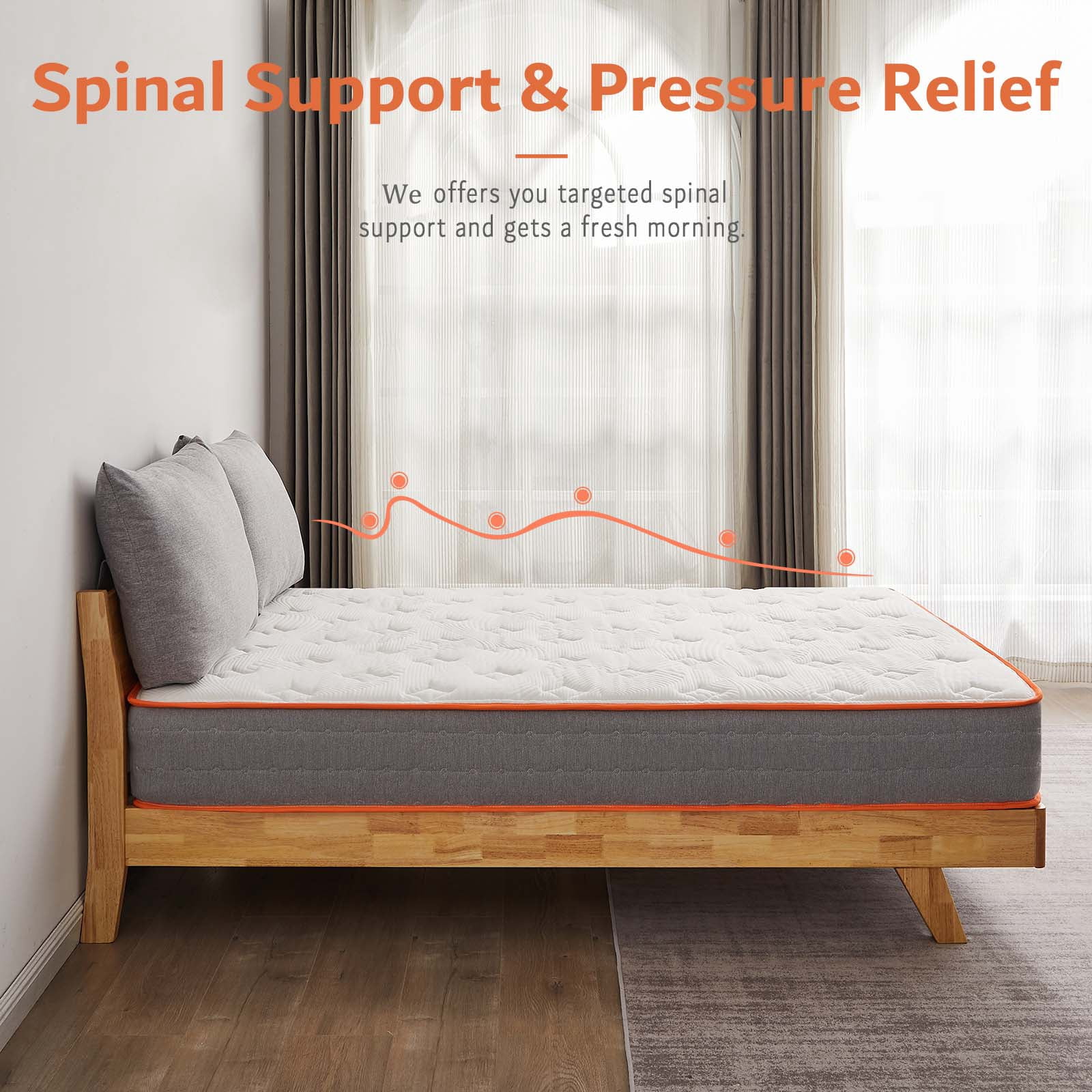 10 Inch Hybrid Mattress, Queen, Innerspring Bed Mattress, Pressuer Relief and Breathable, Bed in a box CertiPUR-US