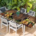 thumbnail image 2 of Red Wines Table Cloths for 8 Foot Rectangle Tables, Champagne Grapes Galsses Country Wooden Plank Patio Waterproof Elastic Fitted Tablecloths, Washable Rectangular Table Cover for Camping, 2 of 8