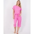 thumbnail image 2 of 2 Pack: Women’s Cozy Short-Sleeve PJ Top with Capri Pants - Pajama Lounge & Sleepwear Set (Available In Plus), 2 of 6