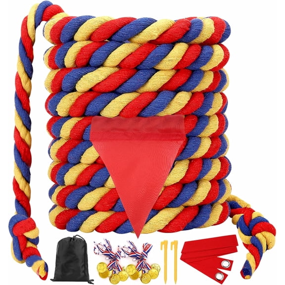 Field Day Tug of War Rope for Kids and Adults, Outdoor Lawn Yard Family Reunion Birthday Party Games, Outside Backyard Camping Picnic Games, Backyard Carnival Games Fun for Team Building Activities