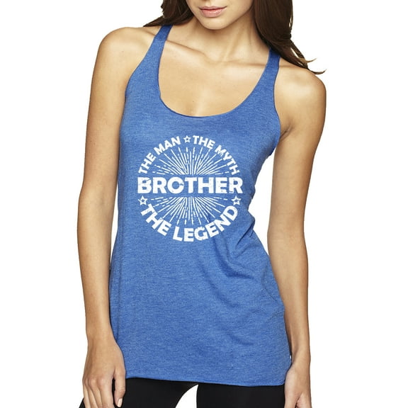 Wild Bobby, Brother Man Myth Legend Funny Dad, Father's Day, Women Tri-Blend Racerback Tank Top, Vintage Royal, Large