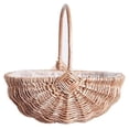 thumbnail image 1 of Cesta de mimbre para niña de las flores tejida a mano con asa, cesta de almacenamiento de mimbre, cesta de picnic vacía, cestas de flores para niña de las flores para bodas, 1 of 5