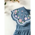 thumbnail image 5 of 2T Baby Girls Dress Toddler Girls Summer Sleeveless Dress 3T Girls Embroidering Collar Solid Color Dress Blue, 5 of 7