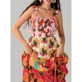 thumbnail image 5 of Mevireiy Women Y2K Flowy Smocked Maxi Dress Sleeveless Tie Shoulder Boho Floral Beach Sundresses, 5 of 7