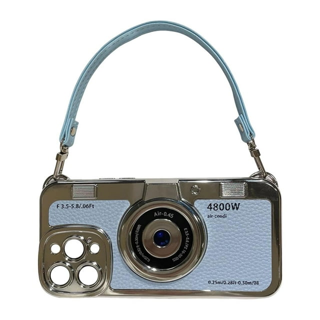 GUANGHONG Electroplated Camera Phone with Hand Strap Vintage Style Camera Design Phone for IPhone 14 13 12 11 Pro Max