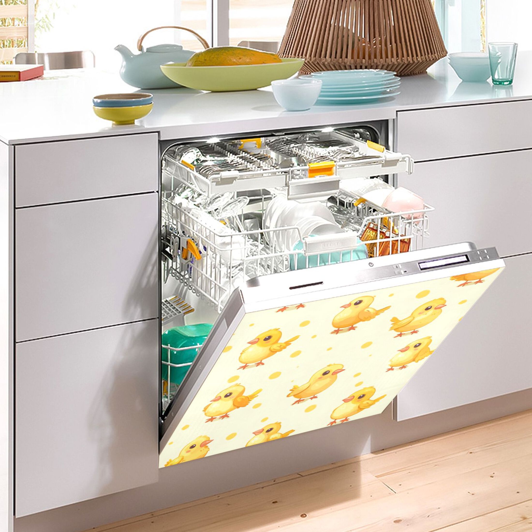 Dishwasher Magnetic Sticker 23x26 Inch Refrigerator Magnetic Sticker Washing Machine Magnetic Sticker Kitchen Panel Magnetic Sticker Home Decor Cute Yellow Chicken