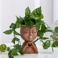 thumbnail image 2 of GQDIN Face Planter Pot with Drainage Hole - Funny Succulent Head Planter for Office Desk, Cute Indoor Plant Pot Gift for Women Mom Gardeners, 2 of 8