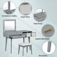 thumbnail image 6 of Bellemave Makeup Vanity Table Set with Stool, Vintage Vanity Desk with Flip top Mirror and Drawers Dressing Table with Jewelry Storage Compartments for Bedroom, Gray, 6 of 10