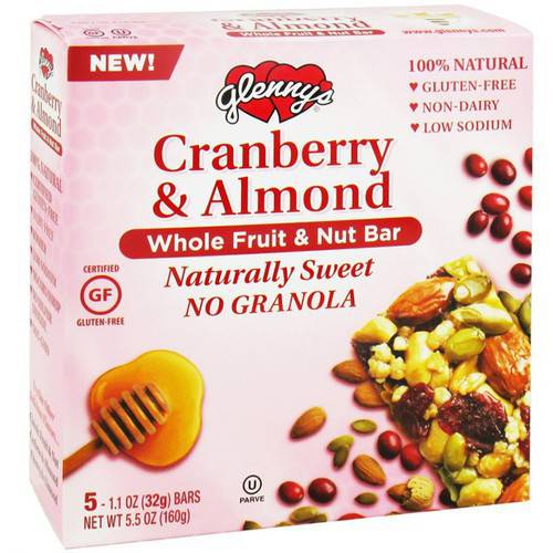 Glenn Foods Glennys Whole Fruit & Nut Bar, 5 ea