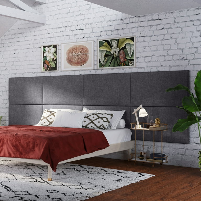 Jaxx Panelist Modern Padded Headboard Set of 2 Wall Mounted Panels Each 22.5 x 38 King Double Tall Microvelvet Charcoal Walmart