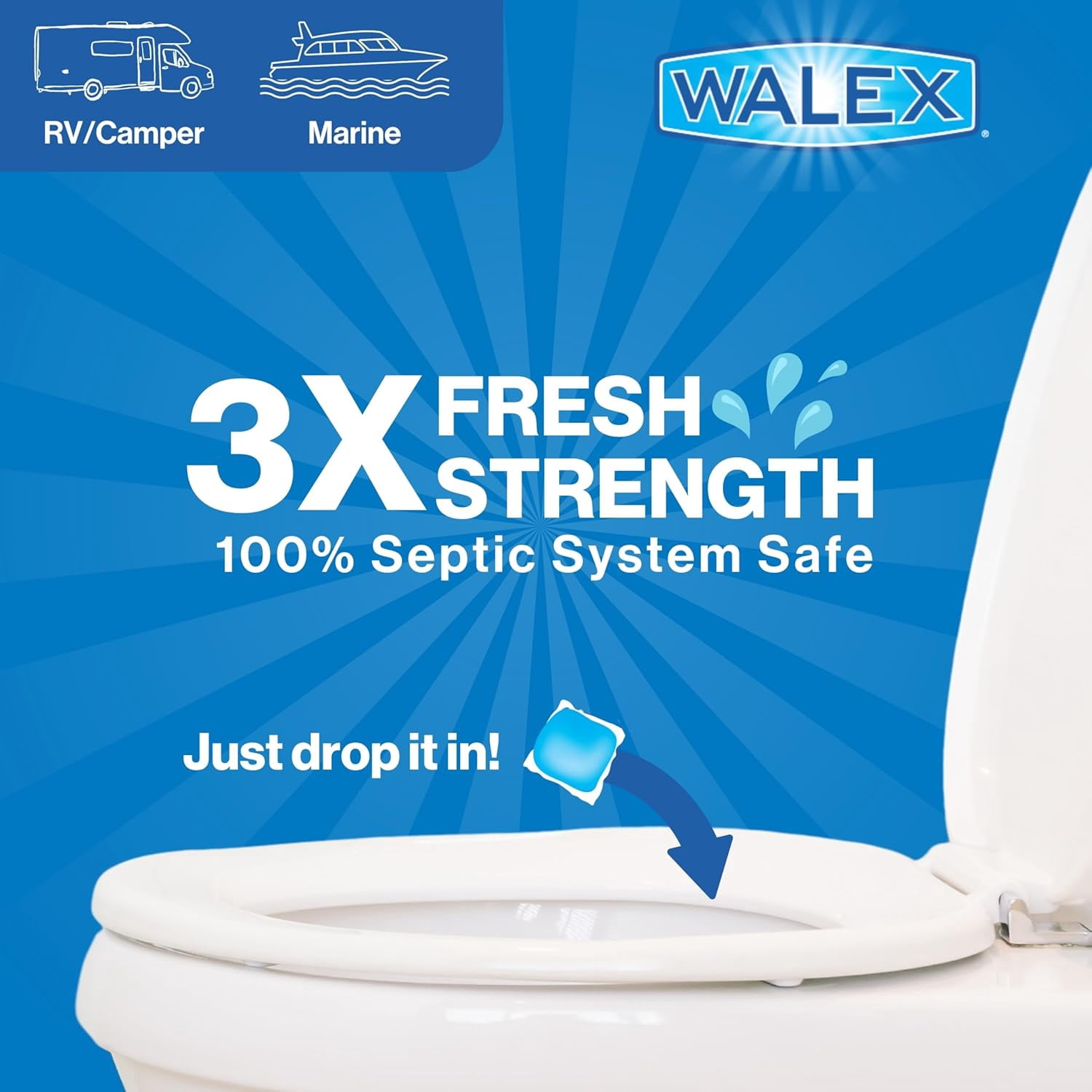 (2 pack) Walex Fresh-Pak RV & Marine Holding Tank Deodorizer, Fresh Scent, 30 Treatments