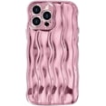 thumbnail image 2 of for iPhone 15 Pro Max Case Wavy Edge Water Ripple Pattern Design, Cute Wave Curly Frame Shape Soft Flexible TPU Shockproof Full-Body Protective Phone Case Cover for Women Girls, Shiny Silver, 2 of 5