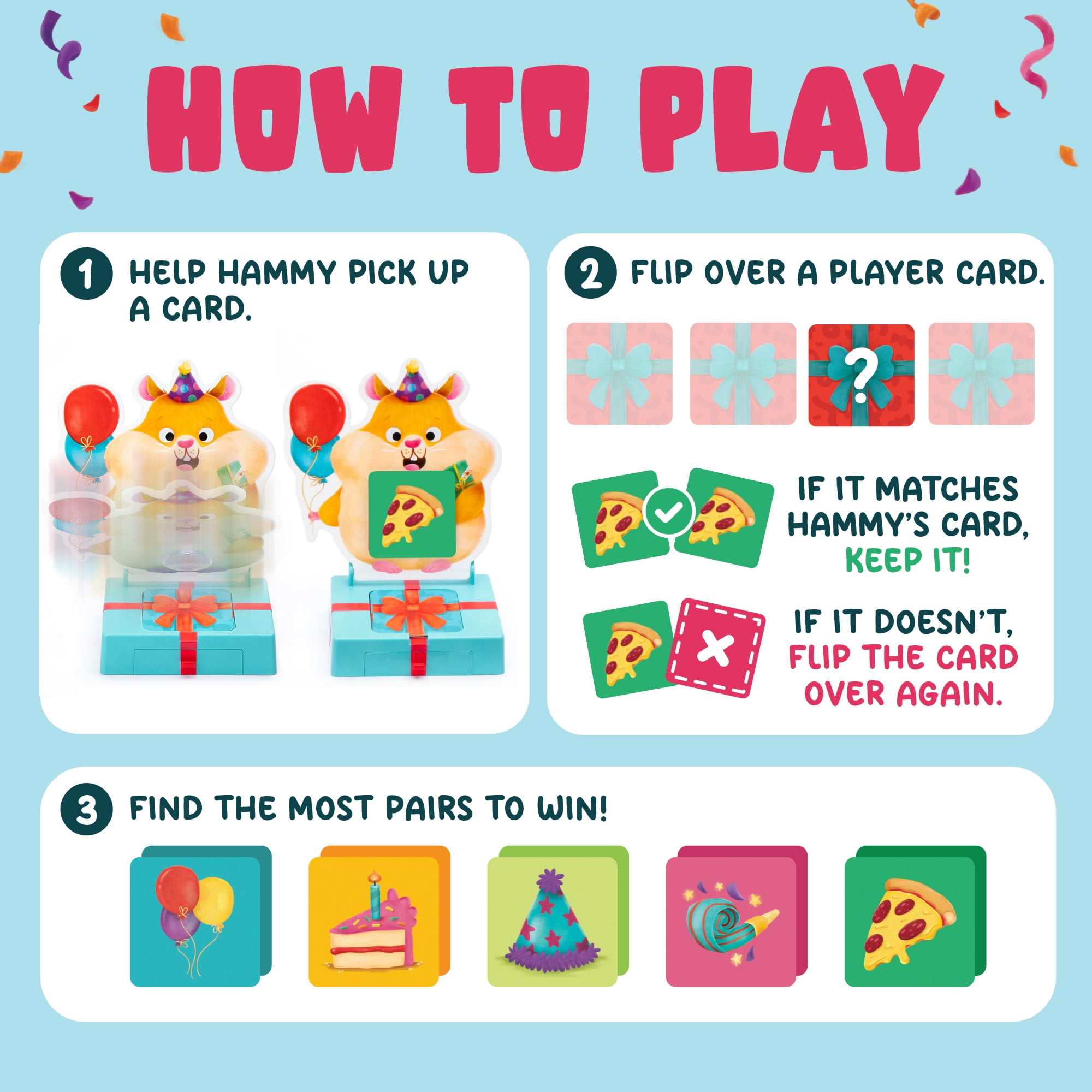 Educational Insights Hammy's Hamster Party, Toddler Memory Card Game, Ages 3 and up
