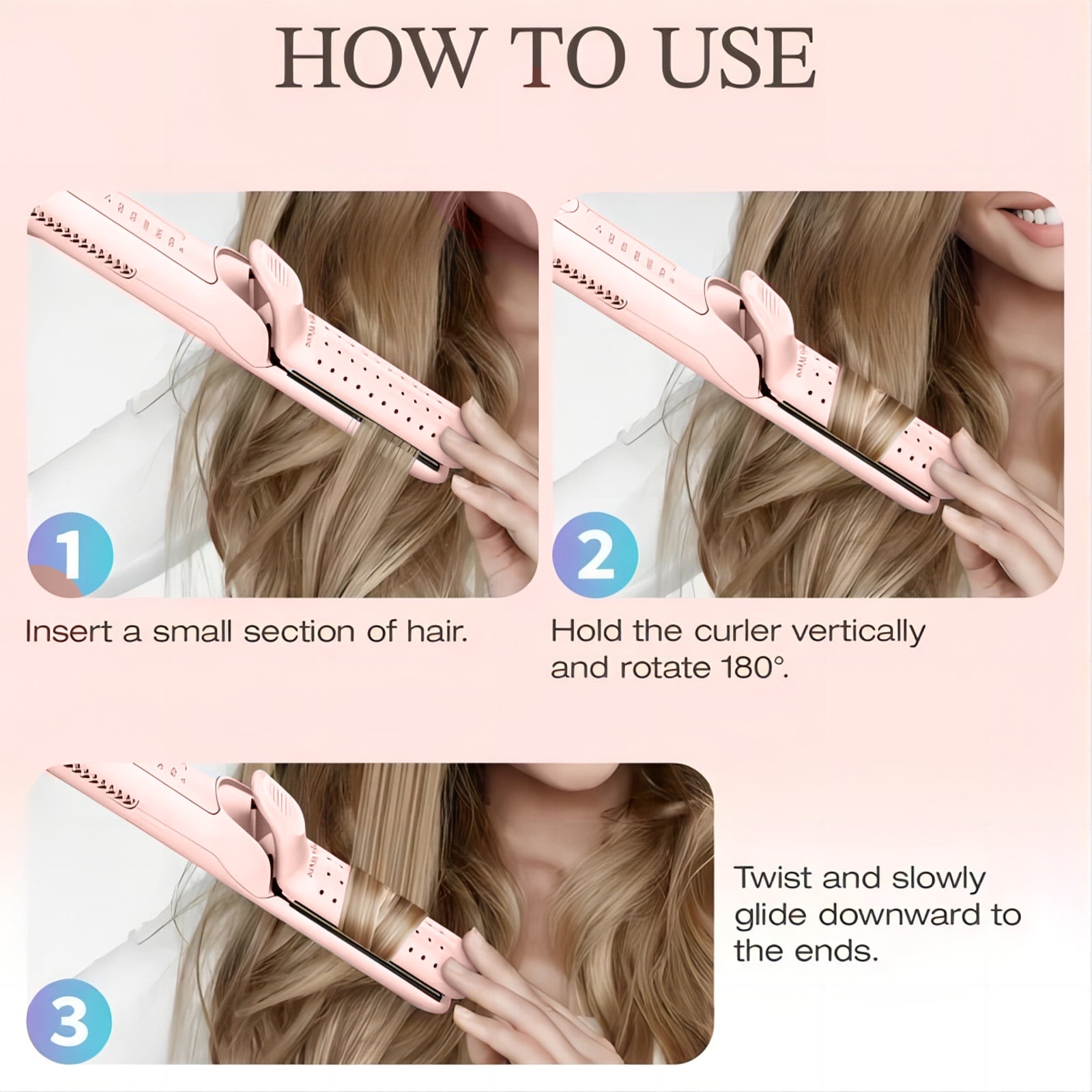Flat Iron, Jungle Wave 2 in 1 Hair Straightener and Curling Iron, Ionic Ceramic Airflow Styler with 360° Cool Air, 1 inch, Pink