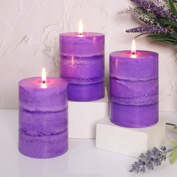 Vela FLAVCHARM con aroma a lavanda 7,5 x 10 cm, juego de 3