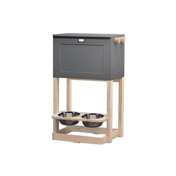 Parlor Elevated Pet Feeder Station Gray, 2 bowls included