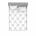 thumbnail image 2 of Ambesonne Black and White Fitted Sheet & Pillow Sham Set, Musical Notes, Twinxl, Charcoal Grey, 2 of 3