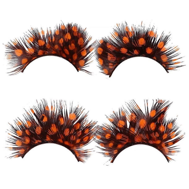 2 Pairs False Eye Lashes Feather Eyelashes Dramatic Fancy Costume Party Lashes