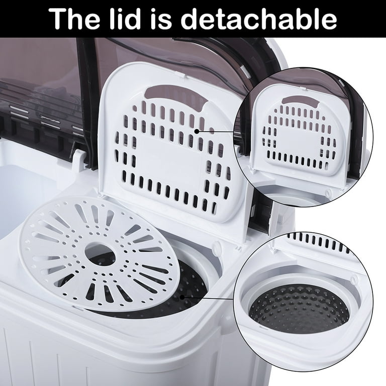 TABU Mini Portable Washing Machine, Small Washer no dryer, 7.7lbs Small  Semi-Automatic Compact Washer, Timer Control Single Semi-Clear Tub1