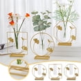 thumbnail image 1 of Decoración de flores artificiales | Jarrón de hierro forjado y vidrio | Arreglo floral de mesa para sala de estar y mesa de comedor | 20x7.5x21cm | Exhibición floral simulada, 1 of 3
