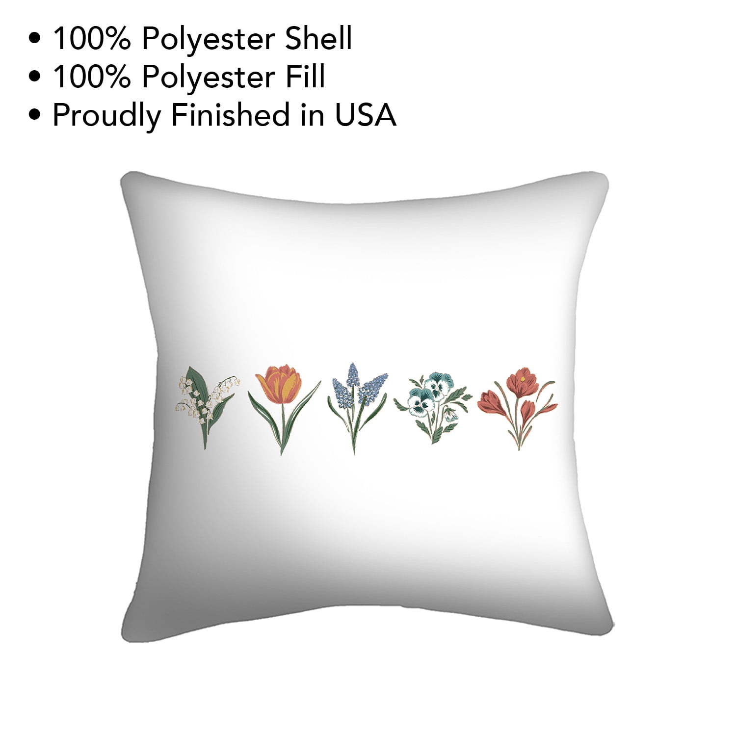 Mainstays 16" x 16" Flower Row Decorative Outdoor Throw Pillow, Multicolor